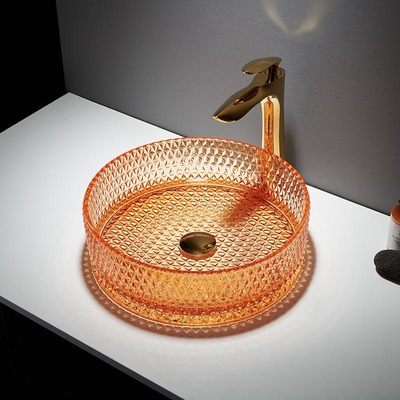 L'évier de navire de salle de bains roule lavabo à extrémité élevé de compteur de dessus de Tableau de conception en verre de l'Italie