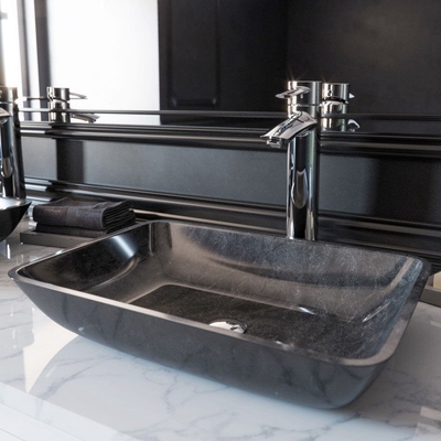 Pouce vert-foncé Gray Onyx Handmade Rectangular des lavabos de salle de bains 18