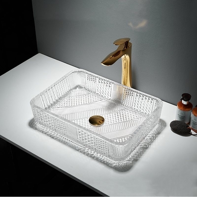 Pouce en verre rectangulaire Crystal Clear du principal 12 de Tableau de lavabo
