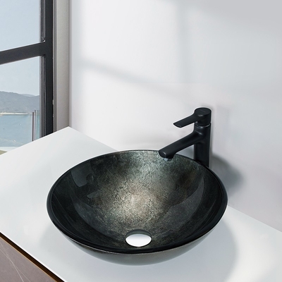 Évier simple rond de salle de bains de cuvette avec le bassin classique de vanité de partie supérieure du comptoir d'aluminium