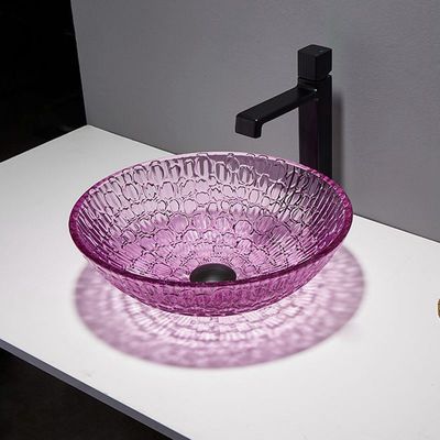 bassin de cuvette de salle de bains de pourpre de 395mm Crystal Wash Basins Round 130mm
