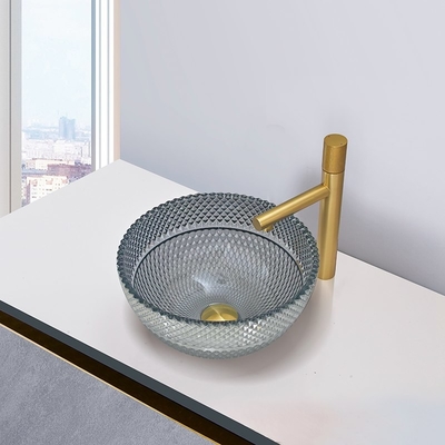 Crystal Glass Round Countertop Basin moderne pour la salle de bains