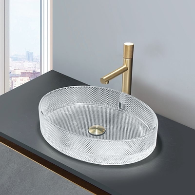 Bassins en verre ovales Crystal Clear Sink Oval Shaped de navire de style européen