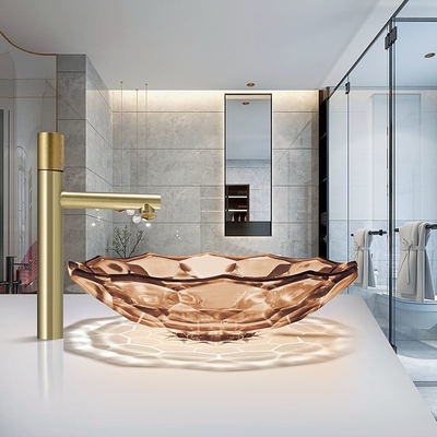 Éviers du nord de navire de couleur de thé de lavabo en verre de style d'Americ