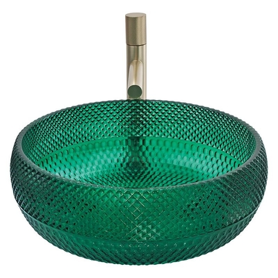 Le navire en verre monté par partie supérieure du comptoir descend Crystal Bathroom Wash Wash Basin