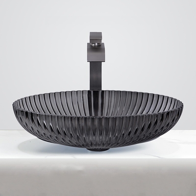 Lavabos en verre noir transparent avec drain escamotable évier de meuble de salle de bain de 1,77 pouces