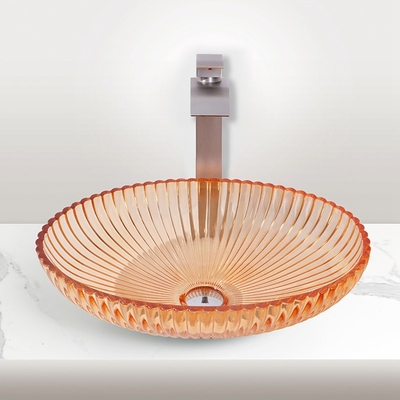 Bassins de navire en verre peints transparents uniques évier de salle de bains de drain de 1,77 pouces