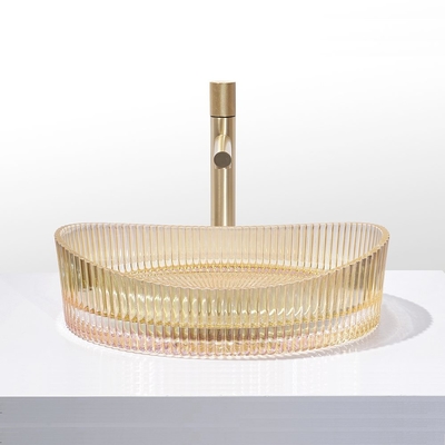 Bassins de récipients en verre de cristal en revêtement électroplaqué de couleur or riche