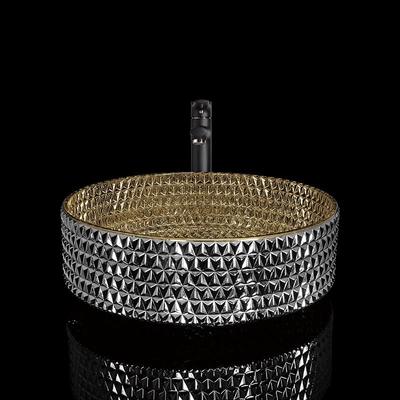 Couleur unique d'or de Crystal Glass Vessel Sinks British de bassin rond artistique de partie supérieure du comptoir