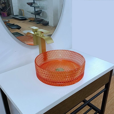 L'évier de navire de salle de bains roule lavabo à extrémité élevé de compteur de dessus de Tableau de conception en verre de l'Italie