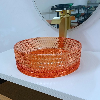 L'évier de navire de salle de bains roule lavabo à extrémité élevé de compteur de dessus de Tableau de conception en verre de l'Italie