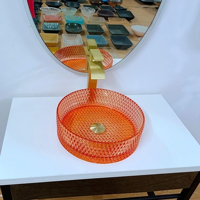 L'évier de navire de salle de bains roule lavabo à extrémité élevé de compteur de dessus de Tableau de conception en verre de l'Italie