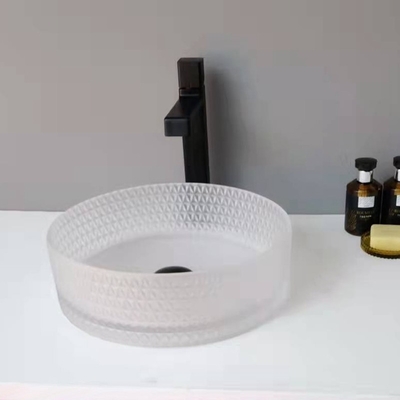 Vanité acide 12mm Crystal Diamond à extrémité élevé de Matt Glass Vessel Basins Bathroom