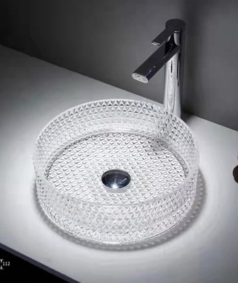 le lavabo de main de dessus de Tableau de 12mm 15,5 avancent la cuvette petit à petit transparente de Crystal Round Bathroom Sink Basin