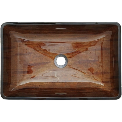 22 verre trempé de l'évier 12mm de salle de bains de Brown foncé de pouce rectangulaire avec un robinet lisse de navire