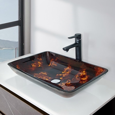 Évier noir de navire de rectangle de rectangle de forme de couleur rousse moderne de lavabo