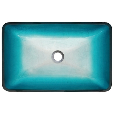 Évier bleu de navire de rectangle de verre trempé 560 * 360 * 110mm avec le robinet