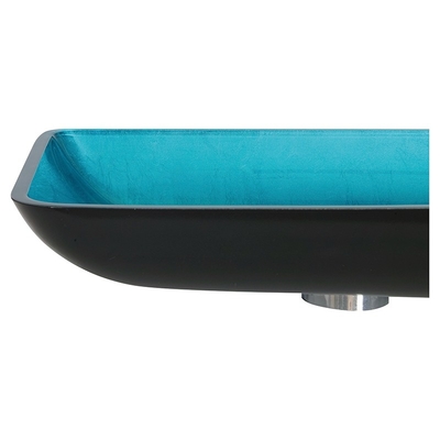 Évier bleu de navire de rectangle de verre trempé 560 * 360 * 110mm avec le robinet