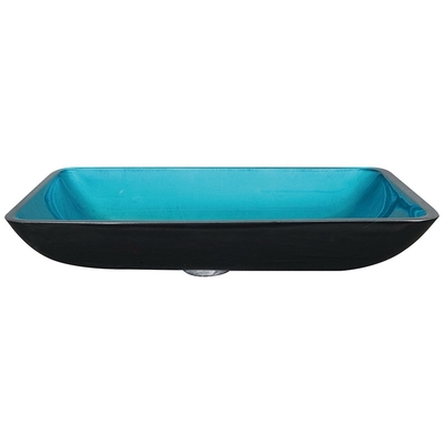 Évier bleu de navire de rectangle de verre trempé 560 * 360 * 110mm avec le robinet