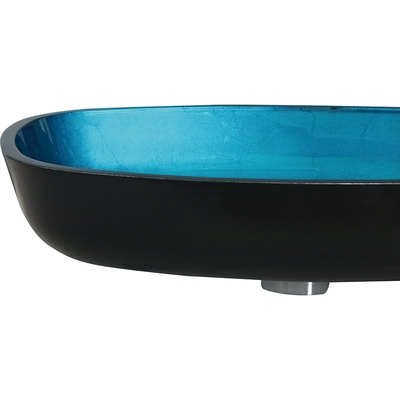 Le navire rectangulaire fait main de bleu de ciel descend le verre trempé 12mm