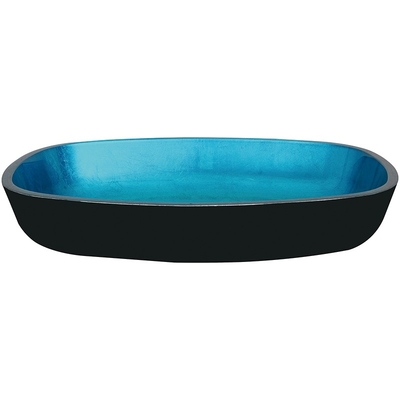 Le navire rectangulaire fait main de bleu de ciel descend le verre trempé 12mm