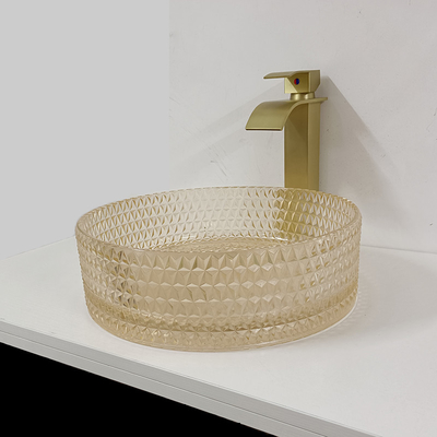 Salle de bains Crystal Diamond Art de cylindre de Champagne Glass Vanity Sink Bowl