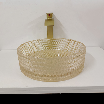 Salle de bains Crystal Diamond Art de cylindre de Champagne Glass Vanity Sink Bowl