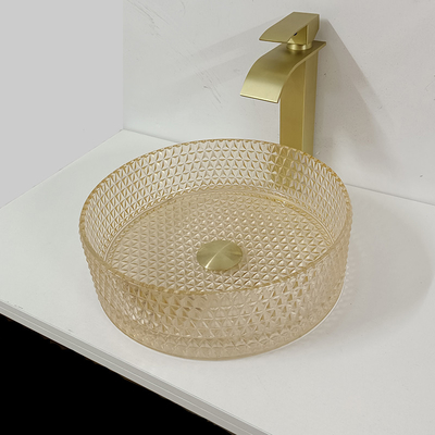 Salle de bains Crystal Diamond Art de cylindre de Champagne Glass Vanity Sink Bowl