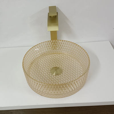 Salle de bains Crystal Diamond Art de cylindre de Champagne Glass Vanity Sink Bowl