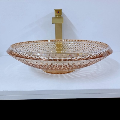 Cuvette ronde Crystal Glass Amber Color Bathroom L450 * W450 de lavabo * H120mm