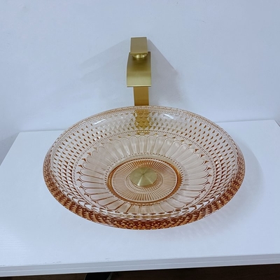 Cuvette ronde Crystal Glass Amber Color Bathroom L450 * W450 de lavabo * H120mm