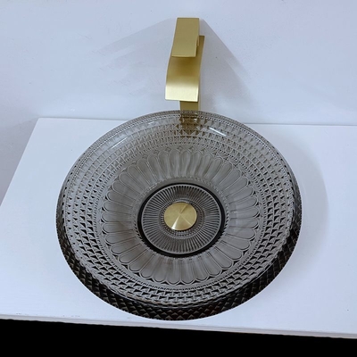 Lavabo peu profond transparent moderne autour de la salle de bains noire d'évier de cuvette de 19mm