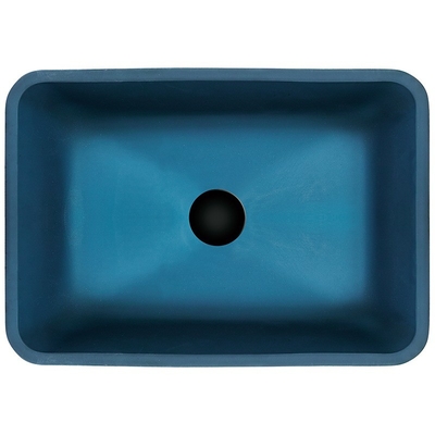 Rectangle bleu durci d'évier bleu de bol en verre au-dessus de longueur contre de 460mm