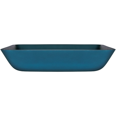 Rectangle bleu durci d'évier bleu de bol en verre au-dessus de longueur contre de 460mm