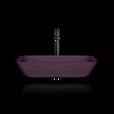 Évier rectangulaire Matt Purple Glass Countertop acide de salle de bains de navire