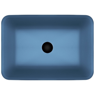 Évier fait main Matt Vessel Light Blue Vanity de verre trempé rectangulaire