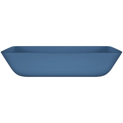 Évier fait main Matt Vessel Light Blue Vanity de verre trempé rectangulaire