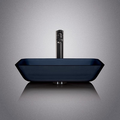 Lavabo noir de couleur de verre trempé 12mm Matt Counter Top Bowl Sink acide