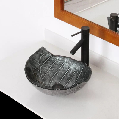 Feuille grand verre trempé ovale formé Gray Countertop d'évier de navire