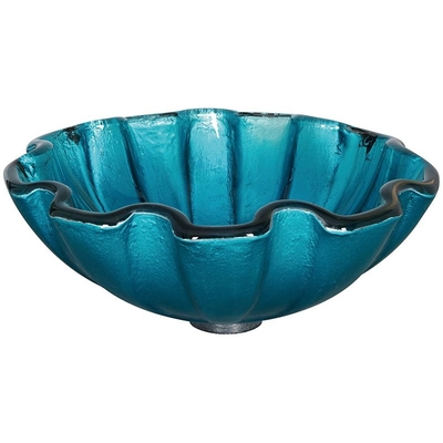 Forme ronde de fleur de partie supérieure du comptoir de la salle de bains 150mm de vert de cuvette de bassin de verre trempé