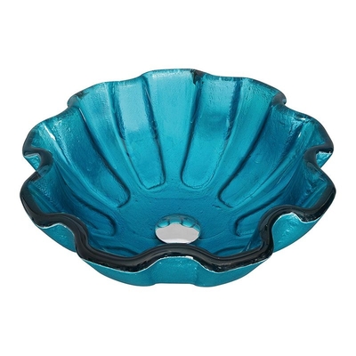 Forme ronde de fleur de partie supérieure du comptoir de la salle de bains 150mm de vert de cuvette de bassin de verre trempé