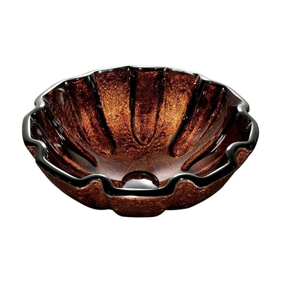 la fleur circulaire de verre trempé de salle de bains de classique de 19mm de cuvette claire d'évier forment Brown