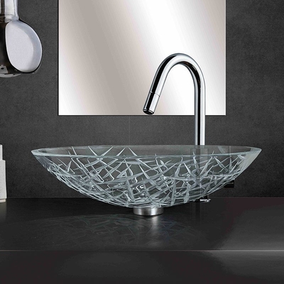 Super Clear grand verre trempé ovale L51 5*W360 * H140mm d'évier de navire