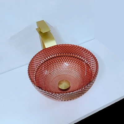 Verre Shinning Rose Gold Vessel Sink Square au-dessus de contre- plaquée