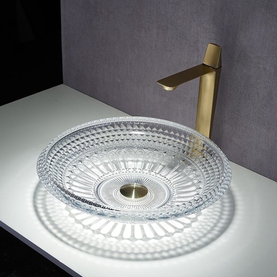 Cuvette de lavabo de salle de bains au-dessus contre de 450mm Crystal Clear Artistic