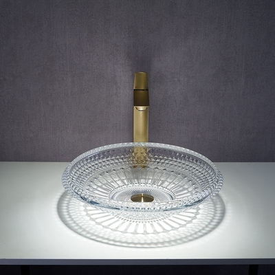 Cuvette de lavabo de salle de bains au-dessus contre de 450mm Crystal Clear Artistic