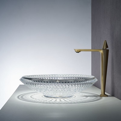Cuvette de lavabo de salle de bains au-dessus contre de 450mm Crystal Clear Artistic