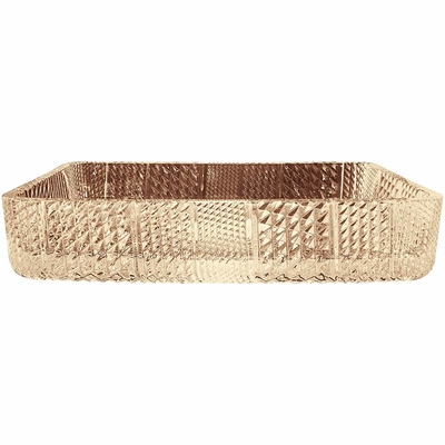 Le navire rectangulaire profond descend la salle de bains Crystal Light Tea Color
