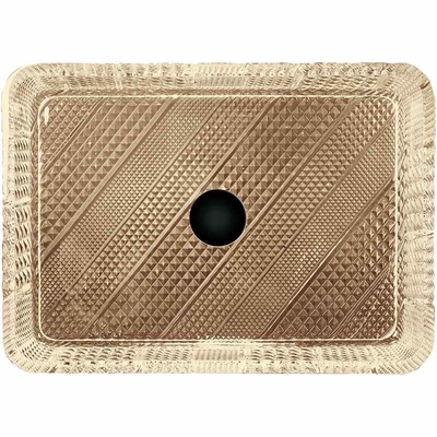 Le navire rectangulaire profond descend la salle de bains Crystal Light Tea Color