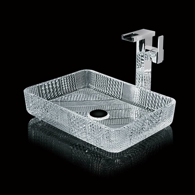 Cuve de bain à table rectangulaire cristalline 460 mm 330 mm 105 mm Lavoir à la main